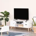 HOMCOM TV Stand for TVs up to 50", TV Console Cabinet with Open Storage Shelf and Drawers for Living Room, Entertainment Room and Bedroom, White image 1