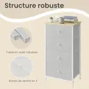 JOYFURNOS Commode en tissu pour chambre, avec 4 tiroirs, cadre en métal, blanc image 7