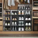 Plastic Shoe Box, Pack of 18, 35.0 x 25.2 x 19.0cm, Transparent and Black image 2