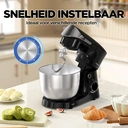 AUCMA staande mixer, 5 liter, 10 snelheidsinstellingen, kantelbare kop, 3-in-1 staande mixer met mengkom, deeghaak, garde en menghaak, mixer voor bakken, taart, brood, pizza, gebak, pasta en de meeste huishoudelijke koks, 400W pure copper AC-motor, (5 liter, zwart) image 4