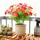 Yuejia 4Pcs 12.6in/32cmArtificial Chrysanthemum Flowers Fake Bouquet Without Vase for Office Family Party Home Wedding Decorations,High-end Artificial Flowers Faux Floral Daisy Bouquet Pack for Decor(rose red) image 2
