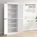 HOMCOM 184cm Freestanding Kitchen Cupboard with 4 Doors, Modern Storage Cabinet Organizer with 6-Tier Shelving and 4 Adjustable Shelves, White image 3