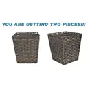 KEVAHOME Lot de 2 paniers à déchets en polypropylène aspect rotin - marron foncé - 10 x 10 x 11 pouces H image 5
