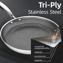 COOKER KING Stainless Steel Pans Set of 3 (8+10+12 Inch), Nonstick Frying Pans, Induction Pan Set, Chef's Pan, Skillets Dishwasher & Oven Safe, Stay-Cool Handles, Compatible with All Cooktops image 1