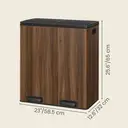 SONGMICSHOME  Kitchen Pedal Bin, 2-Compartment Recycling Rubbish Bin with Soft Close Lids, for Home, Removable Inner Buckets, Walnut image 3