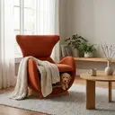 URBAN MEUBLE Fauteuil de salon design aspect requin-baleine, Tissu rouge brique, 66 x 69 x 76 cm image 3