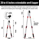 GARTOL Heavy-Duty Anvil Pruning Shears, 72-105 cm telescopic handle with 6 adjustable position stops, double
ratchet mechanism, designed for dry wood, 50 mm cut image 1