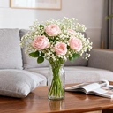 Yuejia 2Pcs 17.71in/45cmArtificial Austin Tea Rose Latex Simulation Flower Really Touch Wedding Banquet Family Party Garden Flowers Arrangement Decor(pink) image 5