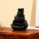 JU7CER 1PC Ceramic Backflow Incense Burner - Lotus Leaf Design, Backflow Waterfall Incense Holder with Wooden Sticks - Classic Style, Ideal for Christmas Home Decoration and Floor Display, Incense Insert image 3