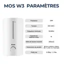 ROUNY Humidificateur d'air ultrasonique MOS W3, réservoir de remplissage supérieur de 4 L, 23 W, débit de brume de 350 ml/h, brume froide à 360°, fonctionnement silencieux ≤ 38 dB, stérilisation par ionisation d'argent, pour chambre et bureau image 9