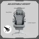 HOMCOM Ergonomic High Back Gaming Chair for Adults, Printed Velvet Computer Recliner Chair with Footrest, Lumbar Support, Adjustable Height and 360° Swivel Seat for Office or Gaming, Grey image 6