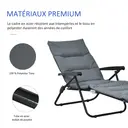 Outsunny Bain de soleil pliable transat inclinable 6 positions grand confort avec matelas + accoudoirs acier polyester gris image 6