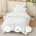 LeBonsoir Parure de lit brossée avec 1 housse de couette 135 x 200 cm et 1 taie d’oreiller 80 x 80 cm, avec fermeture éclair - Blanc image 4