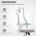 HOMCOM Ergonomic Office Chair, High Back Mesh Computer Desk Chair with Adjustable Headrest and Lumbar Support, Flip-up Armrests for Home Office, Grey image 3