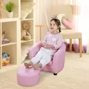 HOMCOM Children's Armchairs Toddler Chair Sofa Footstool 2-in-1 Design for Girls with Thick Padding, Anti-skid Foot Pads, Wood Frame, Pink image 8