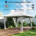 Outsunny Tonnelle de jardin extérieur barnum de jardin pop-up tente pliant 4 x 4 m double toit protection UV 50+ 4 moustiquaires, 4 sacs de sable, 1 sac de transport tissu Oxford métal blanc image 4
