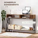 HOMCOM Table Console  Industriel Multi-rangements 120 x 23,5 x 75 cm Bois Noyer image 3