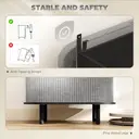 HOMCOM Fluted Sideboard with Tambour Sliding Doors, Modern Storage Cabinet, Kitchen Cupboard with Storage Shelves and Wooden Legs for Living Room, Dining Room, Grey image 6