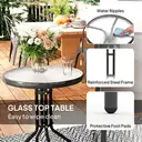 Outsunny 3 Pieces Garden Dining Set, 2 Seater Garden Furniture with High Back Stackable Chairs and Round Glass Top Table, Outdoor Bistro Set for Patio, Black image 6