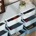 HOMCOM 9 Drawers Plastic Storage Units, 3 Tier Kids Storage Units, Children Toy Chest for Nursery, Playroom, Bedroom, Blue image 1