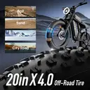 URLIFE 20" * 4 Vélo électrique pour adulte, équipé d'une batterie amovible 48 V 15,6 Ah, autonomie de 80 mi par charge, 7 vit image 8
