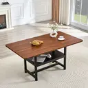 Table à manger rectangulaire style industriel couleur noyer 160×90×76 cm étagère de rangement multifonctionnelle + pieds en métal noir table pour 4-6 personnes image 5