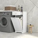 HOMCOM Bathroom Laundry Cabinet, Bathroom Cabinet with Laundry Basket and Drawer, 40 x 40 x 90.5cm, White image 1