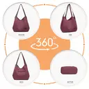 Kono Canvas Shoulder Tote Bag, Vintage Hobo Handbag for Women, Casual Top Handle Bag for Work School Travel Shopping Claret image 7