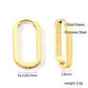 18K Gold Plated Stainless Steel Oval Hoop Earrings, 25.7mm Geometric Rectangular Huggies image 2