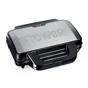Tower T27013 Deep Fill Sandwich Maker with Extra Deep and Easy to Clean Non-Stick Plates, Automatic Temperature Control, 900W, Silver and Black image 0