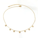 18K PVD Gold Stainless Steel Half-Pearl Station Necklace, 40+5cm Dainty Beaded Choker image 3