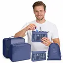 VoxorAI Navy Blue Travel Bag, Clothing Storage Bag, Toiletry Bag, Travel Organization Set (8 Pieces) image 4