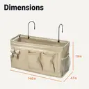 ANQI Bedside Caddy Hanging Storage Organizer, 4.72 x 14.57 x 7.87 in, Linen, Dark Grey image 3