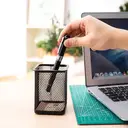 Deli Square Pen Holder, Office Desk Organizer, Black, 1-Unit image 3