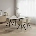 URBAN MEUBLE White Marble Effect Extendable Dining Table image 4