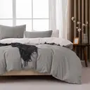 MENDALE Parure de lit avec housse de couette 155 x 220 cm et 2 taies d'oreiller 80 x 80 cm - Gris/Blanc image 0