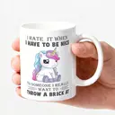 Alphynix 1pc, 11oz Ceramic Coffee Mug, White Creative Angry Unicorn Tea Cup, Office Portable Ceramic Mug For Hot Or Cold Drink, Novelty Gift image 2