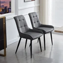 CLIPOP Cream Dining Chairs Set of 2 Velvet Upholstered Kitchen Chairs with Soft Backrest and Metal Legs, Lounge Leisure Reception Chairs for Dining room Living room or Office 0199 deep grey velvet 48.5*45.5*83 cm image 5