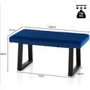CLIPOP Upholstered Dining Bench, 100 cm Velvet Padded Seat, Ottoman Bench Hallway Bench with Sturdy Metal Legs, Dining Room Bench Seating for Entryway Living Room Bedroom Blue image 1