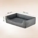 SONGMICS Dog bed linen look, raised edges, non-slip bottom, removable and washable cover, XXL, 120 x 90 x 30 cm, Light grey image 2