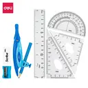 Deli Compass and Ruler Set, Includes Compass and Protractor for Precise Drawing, 1-Pack for School, Office, and Geometry Use,1Pack image 1