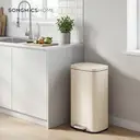 SONGMICSHOME  30L KitchenRubbish Bin with Soft-Close Lid and Inner Bucket, Sand Beige image 3
