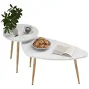 HOMCOM Coffee & Side Table Set Scandi White/Oak Effect image 1