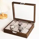 JU7CER Retro watch box, inner gray Watch Storage Box, Unisex Watch Display & Storage Case, Ideal Gift for Watch Enthusiasts 10-position image 2