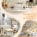 HOMCOM 3 Piece Kids Table and Chair Set, 3 in 1 Design Kids Desk and Chair Set with Blackboard, Storage, Bookshelves, for Nursery, Playroom, Classroom - Natural Wood image 1