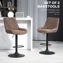 HOMCOM Bar Stools Adjustable Quilted Faux Vintage Leather Brown/Black 2pcs image 5