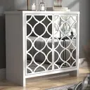 Galano Iris 2 Door Sideboard – Storage Cabinet for Living Room & Kitchen – Space Saving Side Unit with Arylic Mirror Doors, Modern Side Board Organizer - White image 4