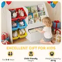 AIYAPLAY Toy Storage Unit, 3-Tier Toy Organiser Shelf with 6 Removable Storage Bins and Large Box, Childrens Bookcase for Bedroom, Nursery, Playroom, Multicoloured image 2