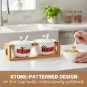 Ensemble de Bocaux en Céramique Style Chinois, Pots de Rangement en Porcelaine Blanche avec Plateau en Bambou pour Plan de Travail de Cuisine  
Set de 2 Pots à Épices en Céramique Blanche avec Plateau en Bois, Motif Calligraphie Rouge et Blanche image 2