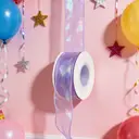 JU7CER 2-piece iridescent fishtail ribbon set [Dreamy Purple] 4.5cm x 9m bow-tie wave-patterned sheer ribbon Solid-colour silk ribbon floral packaging material image 1